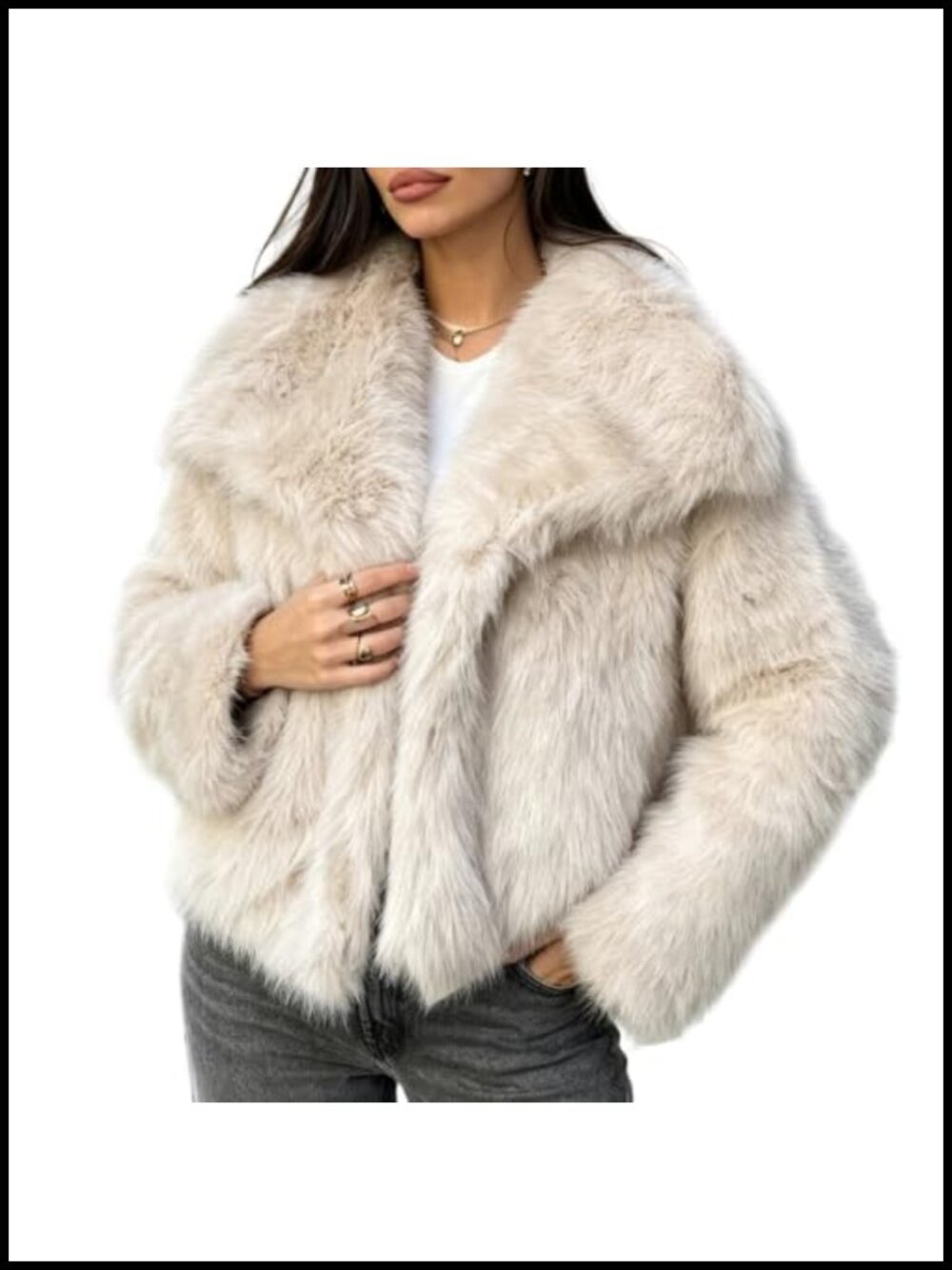 Faux Fur Cropped Jacket Fluffy Shaggy Coat Women's